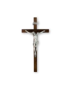 11" Walnut Cross with Fine Pewter Corpus