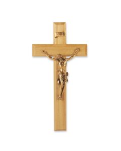 11" Oak Cross with a Museum Gold Finish Corpus
