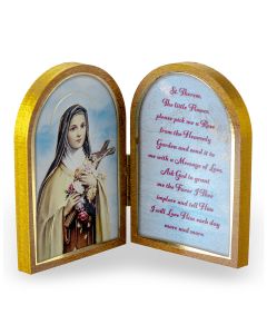 St. Therese Standing Natural Wood Diptych