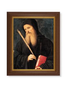 10 1/2" x 12 1/2" Walnut Finish Beveled Frame with 8" x 10" Perugino: Saint Benedict Textured Art
