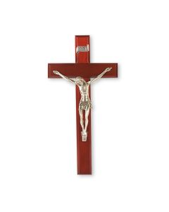 12" Dark Cherry Wood Crucifix with Fine Pewter Corpus