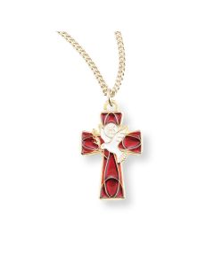 1 3/4" Holy Spirit Red and White Epoxied Cross on a 24" Chain