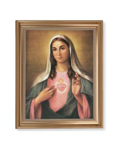 13 1/2" x 16 9/16" Gold Leaf Antique Finished Frame with 11" x 14" La Fuente: Immaculate Heart of Mary Textured Art
