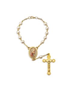 6mm St. Christopher Pearl Bead Auto Rosary