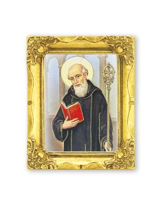 3" x 2" Antique Gold Frame with Saint Benedict Print-P65
