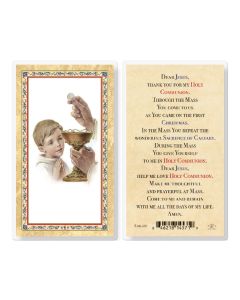 Communion Boy - Popular Prayer Laminated Holy Card. Inc. of 25