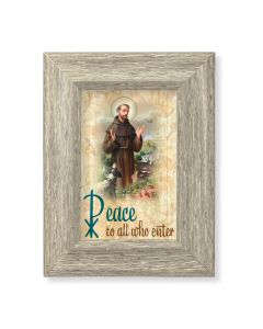 6 1/2" x 8 1/2" Grey Weathered Frame with St. Francis - Home Blessing Artwork on Wood Plaque