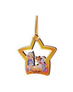 2 3/4" Holy Family in a Star Hanging Christmas Tree Ornament