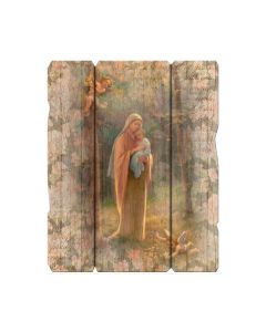 11 1/4" x 14" Madonna of the Woods Large Vintage Wooden Plaque