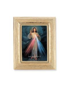 3 3/4" x 4 1/2" Gold Frame with a Divine Mercy Print in Spanish-P65