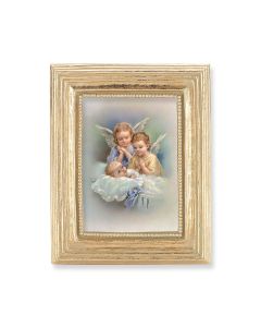3 3/4" x 4 1/2" Gold Frame with a Guardian Angels Print-P65