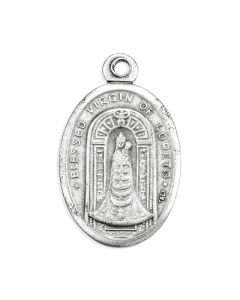 1" Oval Antiqued Silver Oxidized Our Lady of the Loreto Medal