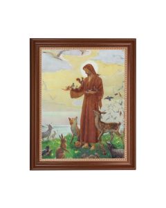 13 1/2" x 16 9/16" Walnut Finished Frame with 11" x 14" Saint Francis Textured Art