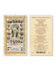 Mysteries of the Rosary Laminated Holy Card. Inc. of 25