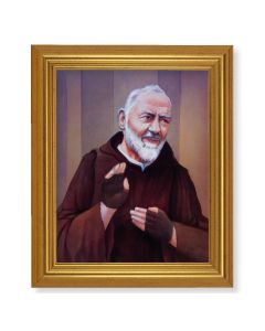 10" x 12" Gold Leaf Finish Beveled Frame with 8" x 10" St. Pio Textured Art