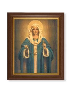 10 1/2" x 12 1/2" Walnut Finish Beveled Frame with 8" x 10" Hook: Our Lady of the Rosary Textured Art