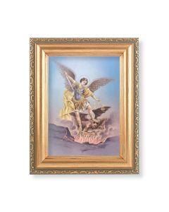 5.5" x 7" Antique Gold Frame with a Saint Michael Print