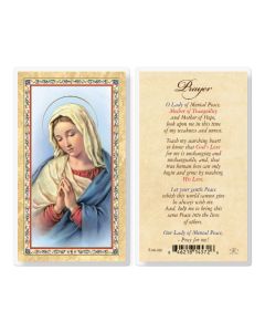 Our Lady of Mental Peace - Laminated Holy Card. Inc. of 25