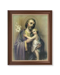 13 1/2" x 16 9/16" Walnut Finished Frame with 11" x 14" Saint Joseph Textured Art