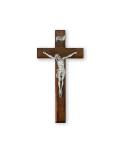 11" Walnut Cross with Fine Pewter Corpus