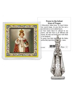 Infant of Prague Pocket Statue with Holy Card in a Clear Pouch-P65