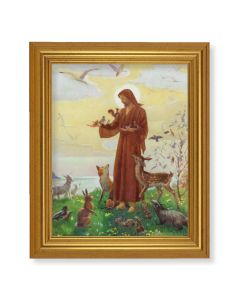10" x 12" Gold Leaf Finish Beveled Frame with 8" x 10" St. Francis Textured Art