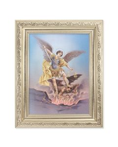 8.25" x 10.25" Silver Ornate Frame with a 6" x 8" Saint Michael Print