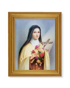 10" x 12" Gold Leaf Finish Beveled Frame with 8" x 10" St. Therese Textured Art