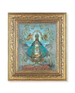 12 1/2" x 14 1/2" Ornate Gold Leaf Antique Frame with 8" x 10" Gold Our Lady of San Juan Print