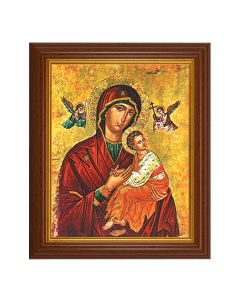 10 1/2" x 12 1/2" Walnut Finish Beveled Frame with 8" x 10" Our Lady of Passion Textured Art