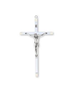 8 1/2 Clear Lucite Crucifix with Silver Finished Corpus