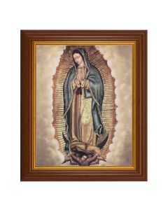 10 1/2" x 12 1/2" Walnut Finish Beveled Frame with 8" x 10" Our Lady of Guadalupe Textured Art