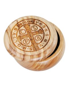 Olive Wood Saint Benedict Keepsake Box