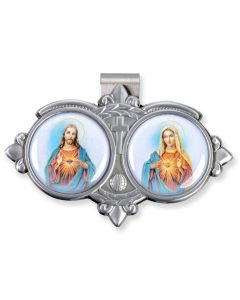 Sacred Heart and Immaculate Heart of Mary Resin Visor Clip (Sold in Inc. of 3)
