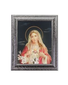 10 1/2" x 12 1/2" Grey Oak Finish Frame with an 8" x 10" Immaculate Heart of Mary Print