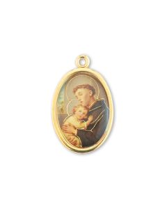 1" Saint Anthony Gold Finish Picture Medal