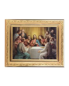 8 1/4" x 10 1/4" Gold Ornate Frame with a 6" x 8" The Holy Family Print