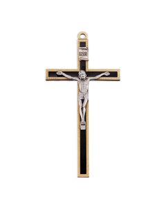 5" Two Tone Pewter Crucifix with Black Epoxy