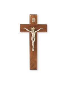 9" Walnut Cross with Antiqued Silver Finish Italian Salerni Corpus
