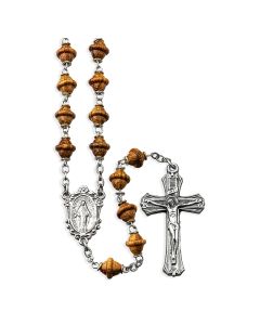 Genuine Walnut Wood Shaped Bead Rosary