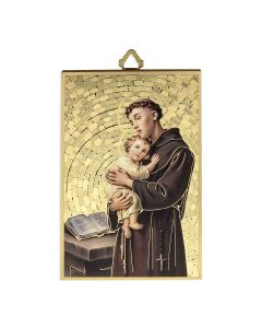 4" x 6" Gold Foil Saint Anthony Mosaic Plaque in Spanish
