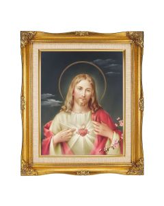 8"x10" Simeone: SHJ Textured Art in a 12"x14" Ornate Antiqued Gold Frame with Inner Linen Border