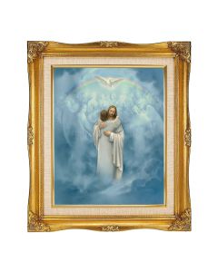 8"x10" The Reunion Textured Art in a 12"x14" Ornate Antiqued Gold Frame with Inner Linen Border
