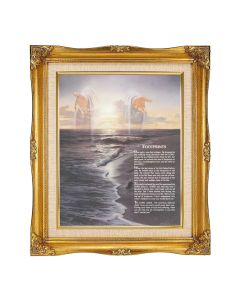 12"x14" Ornate Antiqued Gold Frame with Inner Linen Border with 8"x10" Footprints Textured Art