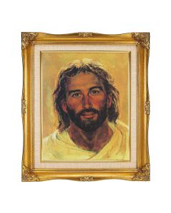 8"x10" Hook: Head of Christ Textured Art in a 12"x14" Ornate Antiqued Gold Frame with Inner Linen Border 