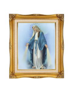 8"x10" O.L. of Grace-Alba Textured Art in a 12"x14" Ornate Antiqued Gold Frame with a Inner Linen Border
