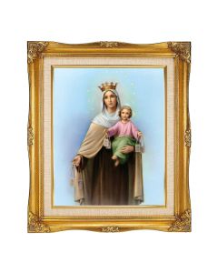 8"x10" O.L. of Mount Carmel Textured Art in a 12"x14" Ornate Antiqued Gold Frame with Inner Linen Border