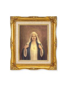  8"x10" I.H.M. Textured Art in a 12"x14" Ornate Antiqued Gold Frame with Inner Linen Border
