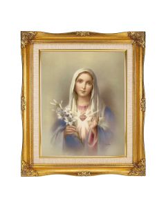 12"x14" Ornate Antiqued Gold Frame with Inner Linen Border with 8"x10" I.H.M. Textured Art 