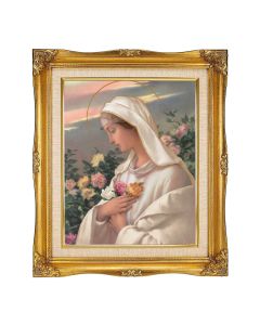 8"x10" Mystical Rose Textured Art in a 12"x14" Ornate Antiqued Gold Frame with Inner Linen Border 